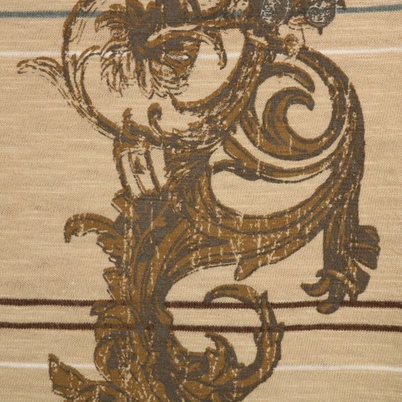 Aeropostale Compagnie Generale Polo Shirt Beige Brown Tan Grey Striped L Large - Picture 7 of 8